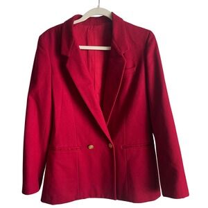 Vintage Pierre Cardin Red Wool Blazer SZ S Gold Button Preppy Nautical Old Money